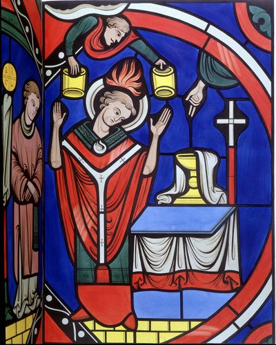 Mass. College porównanie witrażu z katedry w Le Mans. Śledzenie XIX wieku. autorstwa Unknown artist