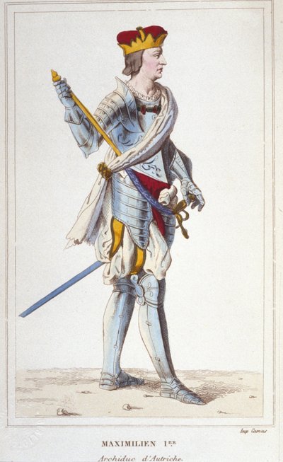 Maksymiliana I (Habsburga). Arcyksiążę Austrii, król Rzymian i cesarz germański (1459-1519). Grawerowanie od 1830 autorstwa Unknown artist