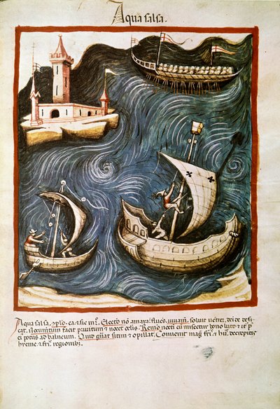 Handel lekami: „”słona woda”” Strona zaczerpnięta z „”Tacuinum sanitatis”” (Cod. ser. nov. 2644) Około 1400 Wiedeń, Austriacka Biblioteka Narodowa autorstwa Unknown artist