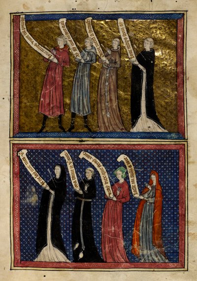 Mężczyźni i kobiety zranieni przez Boga Miłości z „Le Roman de la Rose” autorstwa Unknown artist
