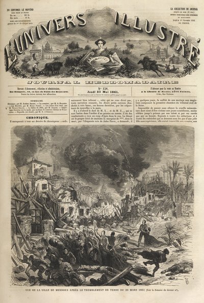 Mendoza, Argentyna - Trzęsienie ziemi z 1861 r. - Seisme de 1861 a Mendoza - Argentyna - 20 marca 1861 - The Illustrous Universe w 1861 - autorstwa Unknown artist