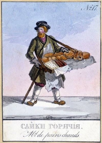Kupiec gorących pieczywa w Rosji w XIX wieku. autorstwa Unknown artist
