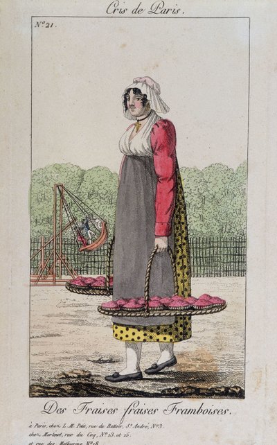 Kupiec truskawek i malin - w „Cris de Paris”, deb. 19 wiek autorstwa Unknown artist