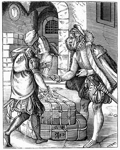 Kupcy - w "Nieliberalnych sztukach i mechanice..." autorstwa Unknown artist
