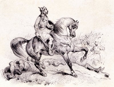 Merovée pokonuje Hunów. autorstwa Unknown artist