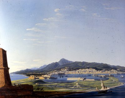 Mesyna widziana z cieśniny. Anonimowy obraz z XIX wieku. autorstwa Unknown artist