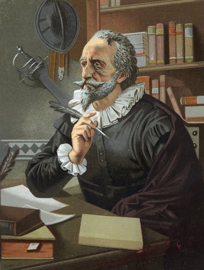 Miguel de Cervantes, hiszpański pisarz (1547 - 1616) po sławnych mężczyznach i kobietach. Barcelona 1877. autorstwa Unknown artist
