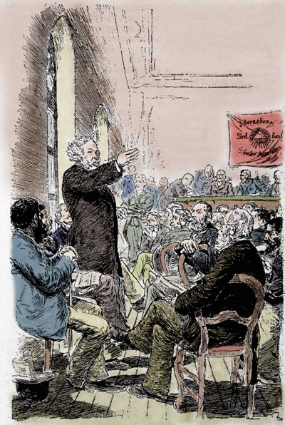 Michaił Aleksandrowicz Bakunin (Bakunin) (1814-1876), rosyjski anarchista na Kongresie Bale w Szwajcarii we wrześniu 1869 r. autorstwa Unknown artist