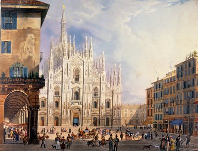 Mediolan, Plac Duomo około 1825 roku. autorstwa Unknown artist