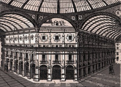 Mediolan, Włochy: widok galerii Victor Emmanuel (Victor Emmanuel Arcade). w „” Świat ilustruje 168 odsłon”” Niedatowany (koniec XIX wieku) autorstwa Unknown artist