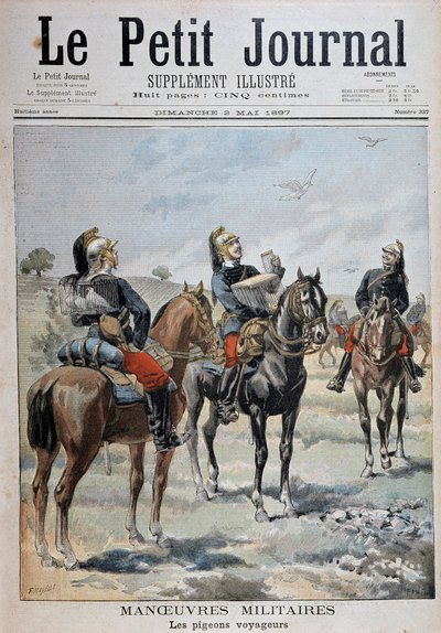 Manewry wojskowe: gołębie wędrowne – w „Le Petity Journal” z 02.05.1897 r. autorstwa Unknown artist