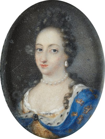 Miniatura królowej Ulriki Eleonory Starszej Szwecji, ok. 1680 (gwasz na pergaminie) autorstwa Unknown artist