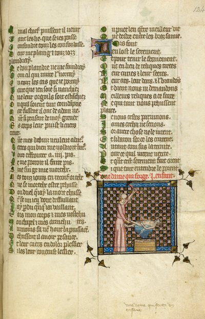 Miniatura przedstawiająca naturę wykuwającą dziecko, z „Le Roman de la Rose”, ok. 1380 r. (miniatura) autorstwa Unknown artist