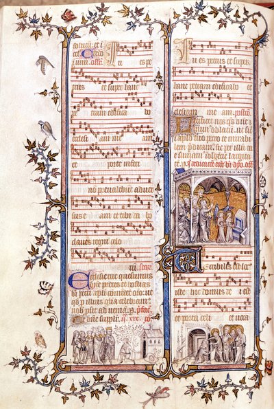 Mszał św. Denisa, ok. 1350. Miniatura przedstawiająca Clotaire (Clothaire) i Dagobert. autorstwa Unknown artist