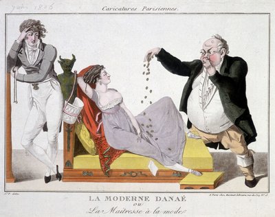 Współczesne Danaé czyli modna maires (prostytucja) - karykatura autorstwa Unknown artist
