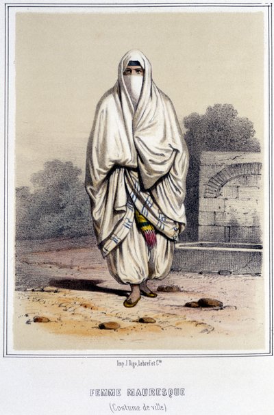 Mauretanka w stroju miejskim w Algierze w drugiej połowie XIX wieku. autorstwa Unknown artist