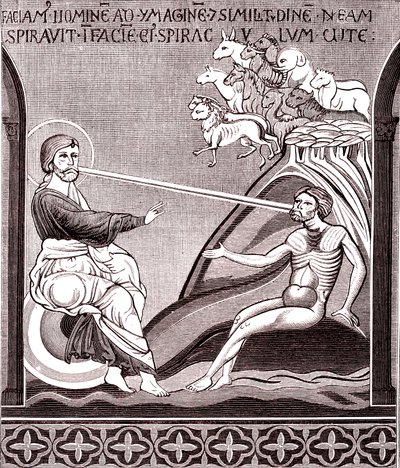 Mozaika przedstawiająca stworzenie człowieka autorstwa Unknown artist