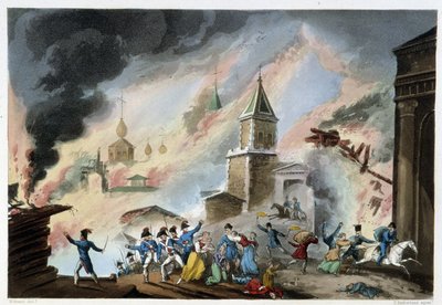Pożar Moskwy, wrzesień 1812 - w „Wojnach napoleońskich” Sutherlanda, Duburg, Londyn autorstwa Unknown artist