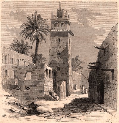 Meczet w starej Biskrze (Biskra) w Algierii w 1866 r. autorstwa Unknown