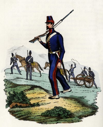 Batalion artylerii górskiej armii francuskiej Afryki w Algierii w 1830 r. W „”Storia d