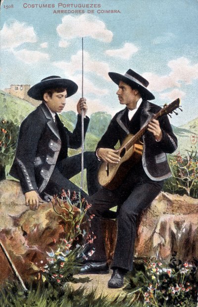 Muzycy w strojach portugalskich. Zardzewiały Coimbra. autorstwa Unknown artist