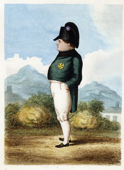 Napoleon Bonaparte na wyspie św. Heleny - Nieznany oficer artylerii - 1817 - Akwarela na papierze - 30x22,6 - Kolekcja prywatna autorstwa Unknown artist