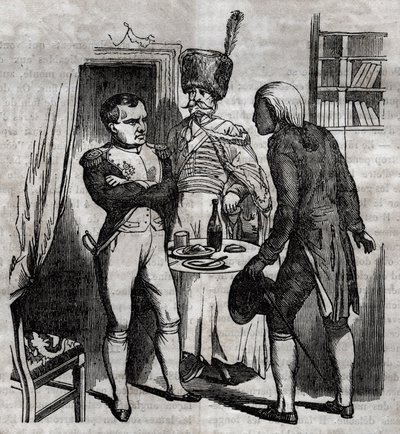 Napoleon I w obecności Jeana Nicolasa Corvisarta (1755-1821) lekarza grawerunek angielski w „La Sante Universelle - Guide Medical des Families”” 1852 autorstwa Unknown artist