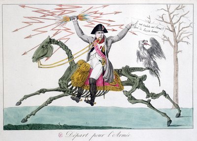 Napoleon: karykatura wojownika na szkielecie konia - w „”Napoleon 1er””, kolekcja karykatur autorstwa Unknown artist