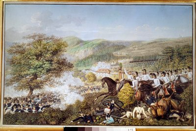 Wojna napoleońska: „Piechota francuska przeciwko kawalerii pruskiej” Anonimowa akwarela. 1813 Berlin, muzeum historyczne autorstwa Unknown artist