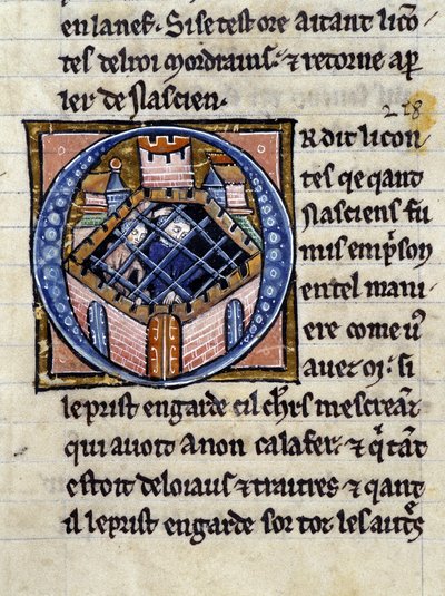 Nasción w więzieniu. Rękopis: Conquest of the Saint Gréal, napisany 717 lat po męce naszego Pana. Bibliotheque Municipale de Rennes, ms. 255 (Zbiór powieści Okrągłego Stołu); Paryż autorstwa Unknown artist