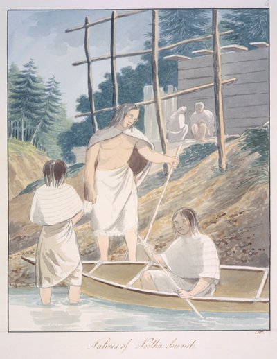 Tubylcy z Nootka Sound, ok. 1843-50 (akwarela) autorstwa Unknown artist