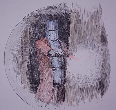 Ned Kelly w swojej domowej zbroi, w konfrontacji z policją (ręcznie barwiony grawerunek) autorstwa Unknown artist