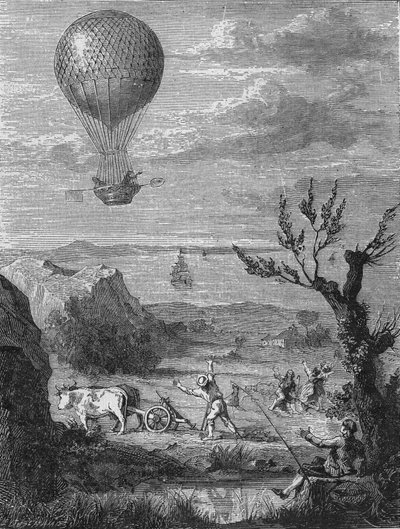 Nicolas Blanchard i dr Jefferies wypłynęli z wybrzeża Dover 7 stycznia autorstwa Unknown artist