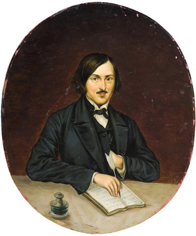 Nicolas Gogol - Portret autora Nikołaja Gogola (1809-1852), Anonimowy. olej na płótnie autorstwa Unknown artist