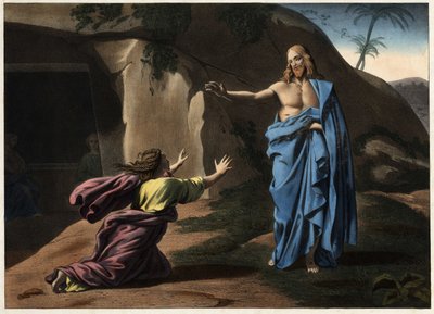 Noli me tangere: objawienie Chrystusa św. Magdalenie. Anonimowy rycina z XIX wieku. autorstwa Unknown artist