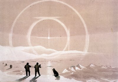 Zorza polarna – w „Wybrzeżu morza polarnego, narracja ekspedycji arktycznej”, dr Edward Moos, Marcus Nard & Co, Londyn autorstwa Unknown artist