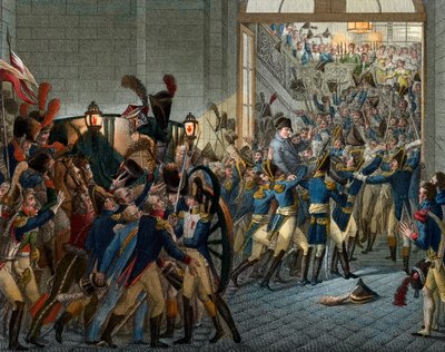 Sto dni: „” Napoleon Bonaparte (1769-1821) powrócił z wygnania na wyspie Elba – triumfalny wjazd 20 marca 1815 r. w Palais des Tuileries – Rycina XIX w. autorstwa Unknown artist