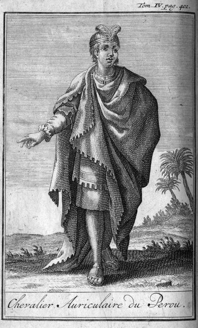 Ordery rycerskie. Ucho Rycerz Peru. W „”Historii zakonów rycerskich czy rycerskich, bezpiecznych i rutynowych milicji obojga płci, które powstały do tej pory. Wydanie zaczerpnięte z Abbe Giustiniani, R.P.Bonani, M. Herman, Schoonebeek, R.P.Heliot.A autorstwa Unknown artist