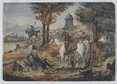 „Oddalona pikieta”, koń Maynes, koń środkowoindyjski autorstwa Unknown artist