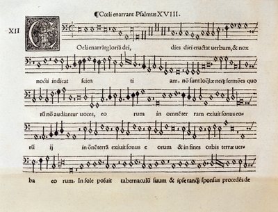 Strona partytury muzycznej Psalmu XVIII autorstwa Willaerta (1538) autorstwa Unknown artist