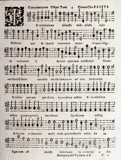 Strona partytury muzycznej Psalmów (op. 16) Ludovico Viadana autorstwa Unknown artist