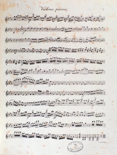Strona partytury muzycznej uwertury „Alruna” Louisa Spohr autorstwa Unknown artist