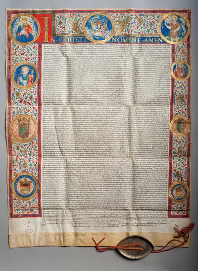 Bulla papieska. Papież Paweł III, Eucharystia. Pergamin. Malarstwo miniaturowe. 1535. autorstwa Unknown artist
