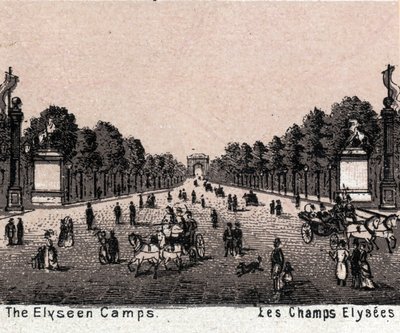 Paryż, Francja: widok na Pola Elizejskie (Pola Elizejskie). w „Świat ilustruje 168 poglądów”” Bez daty (koniec XIX wieku) autorstwa Unknown artist