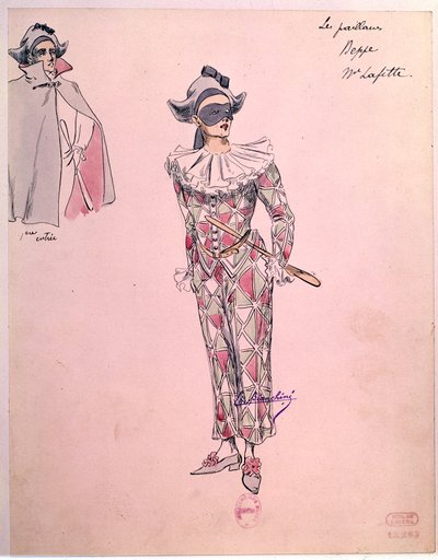 Kostium Peppe ubrany w arlekina do opery „Paillasse” (pagliacci, klauni) Ruggero Leoncavallo (1857-1919) z 1892 r. Paryż, Biblioteka Muzeum Operowego autorstwa Unknown artist