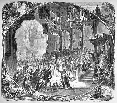 Wykonanie „Tannhausera” Ryszarda Wagnera w Operze Paryskiej w 1861 roku. Ostatnia scena II aktu. Alphonse rysunek Neuville. autorstwa Unknown artist