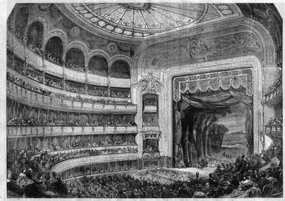 Wykonanie opery: II akt „Don Kichota” Henri Boulanger, reż. Miguel de Cervantes w Theatre-Lyrique w Paryżu - Grawerowanie w „Le Journal Illustre”” autorstwa Unknown artist