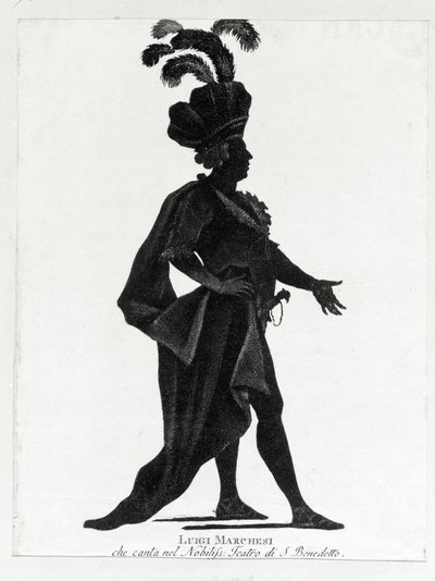 Przedstawienie włoskiego kastrata Luigiego Marchesi (1754 - 1829) w Teatrze San Benedetto. autorstwa Unknown artist