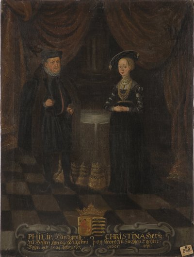 Philippe I de Hesse, dit le Magnanime et Christine de Saxe - Filip I Landgraf Hesji (1504-1567) i Krystyna Saksonii (1505-1549), Landgravine Hesse, Anonim. Olej na płótnie. Wymiar : 103x79 cm. Muzeum Narodowe w Sztokholmie autorstwa Unknown artist