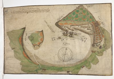 Plan miasta i portu San Sebastian, sporządzony przez Richarda Poultera, czerwiec 1585 autorstwa Unknown artist